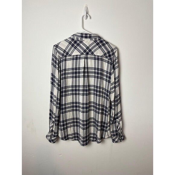 Rails Shirt Womens Small White Navy Plaid Button Front Long Sleeve Pocket - Picture 4 of 6